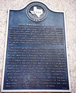 marker irish immigrants in refugio